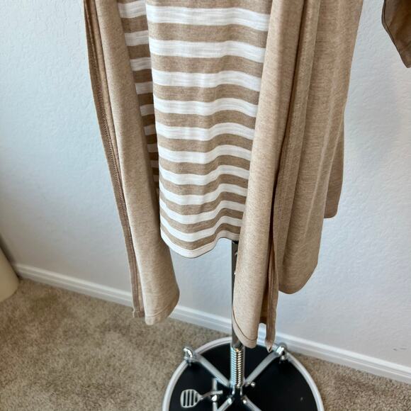 Vintage Y2K Butterfly Embroidered Top size Large Striped Tan Fairy 2000s Shrug - Picture 4 of 10